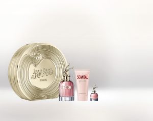 SCANDAL 2.7 OZ, BODY LOTION 2.5 OZ AND MINIATURE